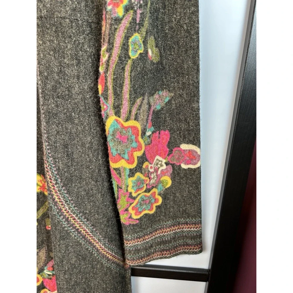 Aryeh Boho Sweater Dress Charcoal Floral Butterfly Embroidered Crochet Lace Sz L - Picture 5 of 12
